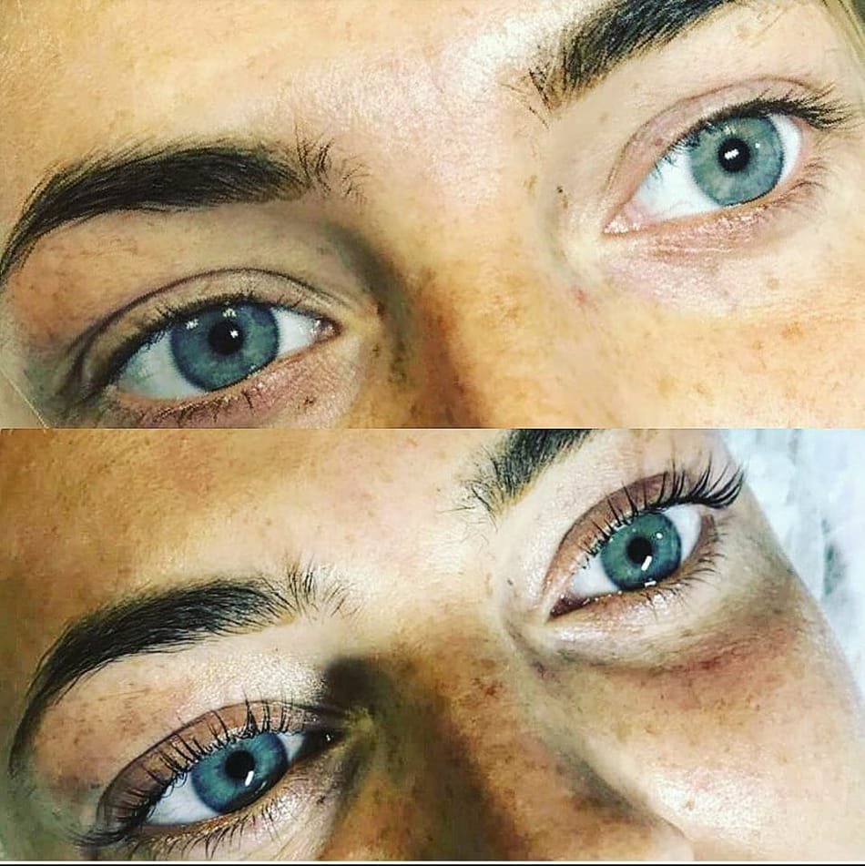 Augenbrauen vor und nach Brow Henna und Brow Lift